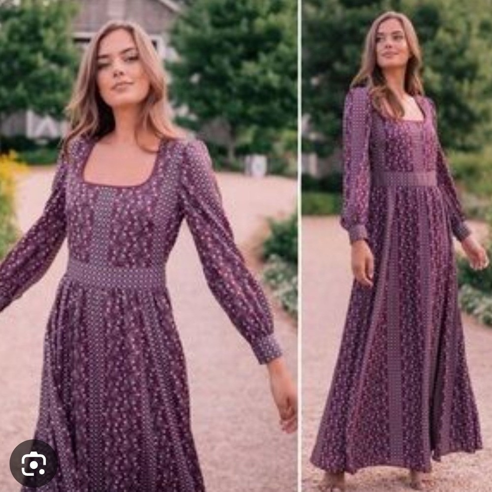 Gal Meets Glam Collection‎ Freya Burgundy Floral Square Neck Maxi Dress Size 4